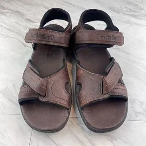 •Timberland Sandals Mens 10 M Hiking Strappy Flats 53592 Brown Leather Hook&Loop Timberland Mens 10M Brown Leather Sandals Hiking Strappy  main image 4